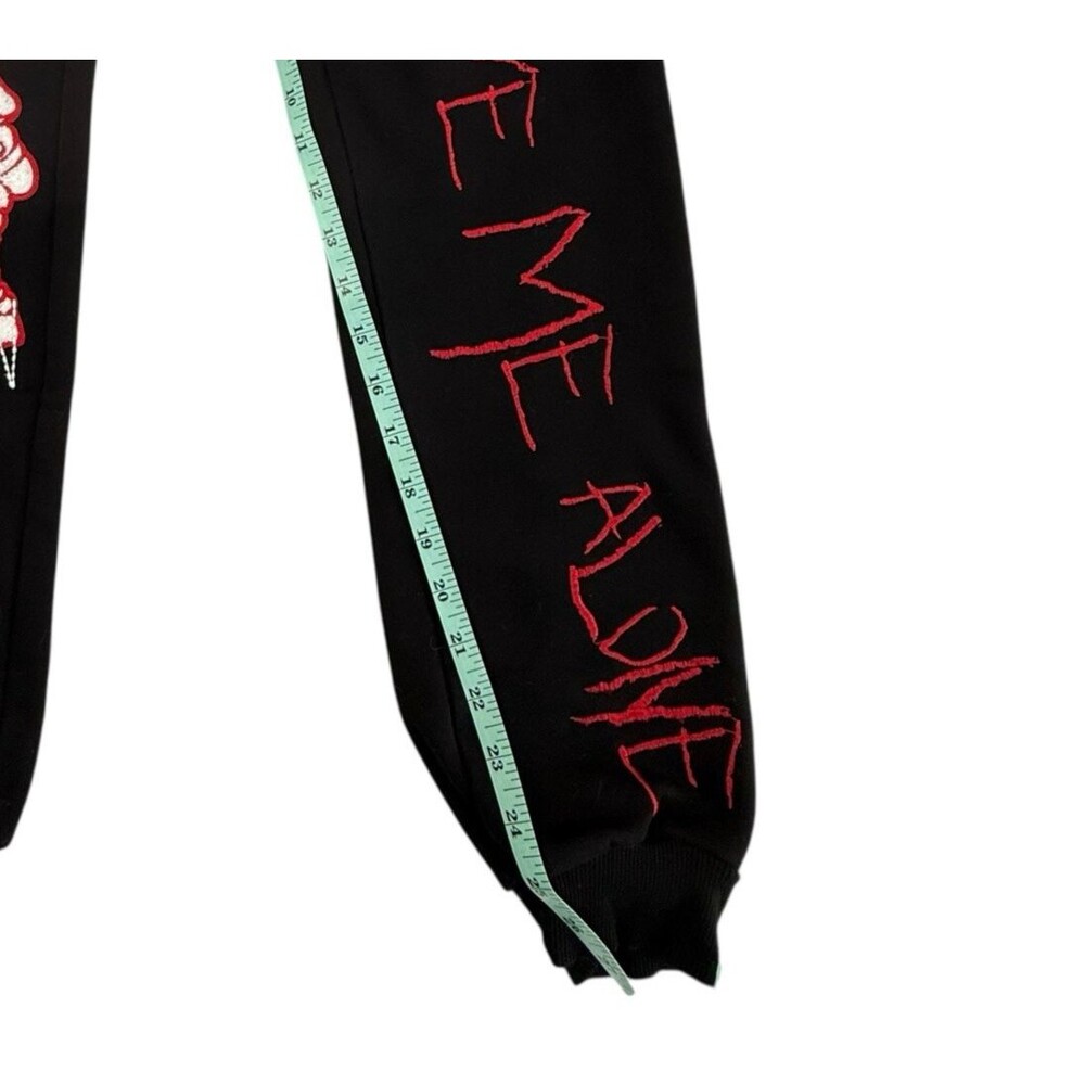 Smoke Rise Split Jogger Sweatpant Men Small Leave Me Alone Embroidered Devil - Picture 12 of 12
